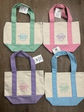 Trader Joe  s Mini Pastel Canvas Tote Bag Set Of 4 Colors Limited New With Tag 
