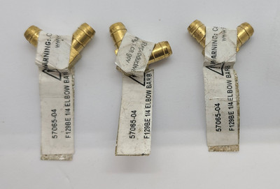 Lot of 3 Anderson Metals 57065-04 Brass Hose Barb Elbow 1/4'' ID F1298E