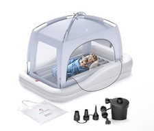 Inflatable Toddler Travel Bed with Tent, Baby Crib Tent, Portable Kids Air Mattr
