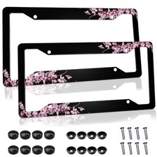 Cherry Blossom License Plate Frame Pink License Plate Cover Funny Auto Accessory