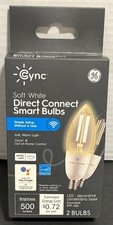 GE Cync 60W Soft White Dimmable Smart LED Light Bulb 2 Pack Candelabra Base