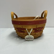 Longaberger 1999 Tree Trimming Basket Peppermint Tie-on RED