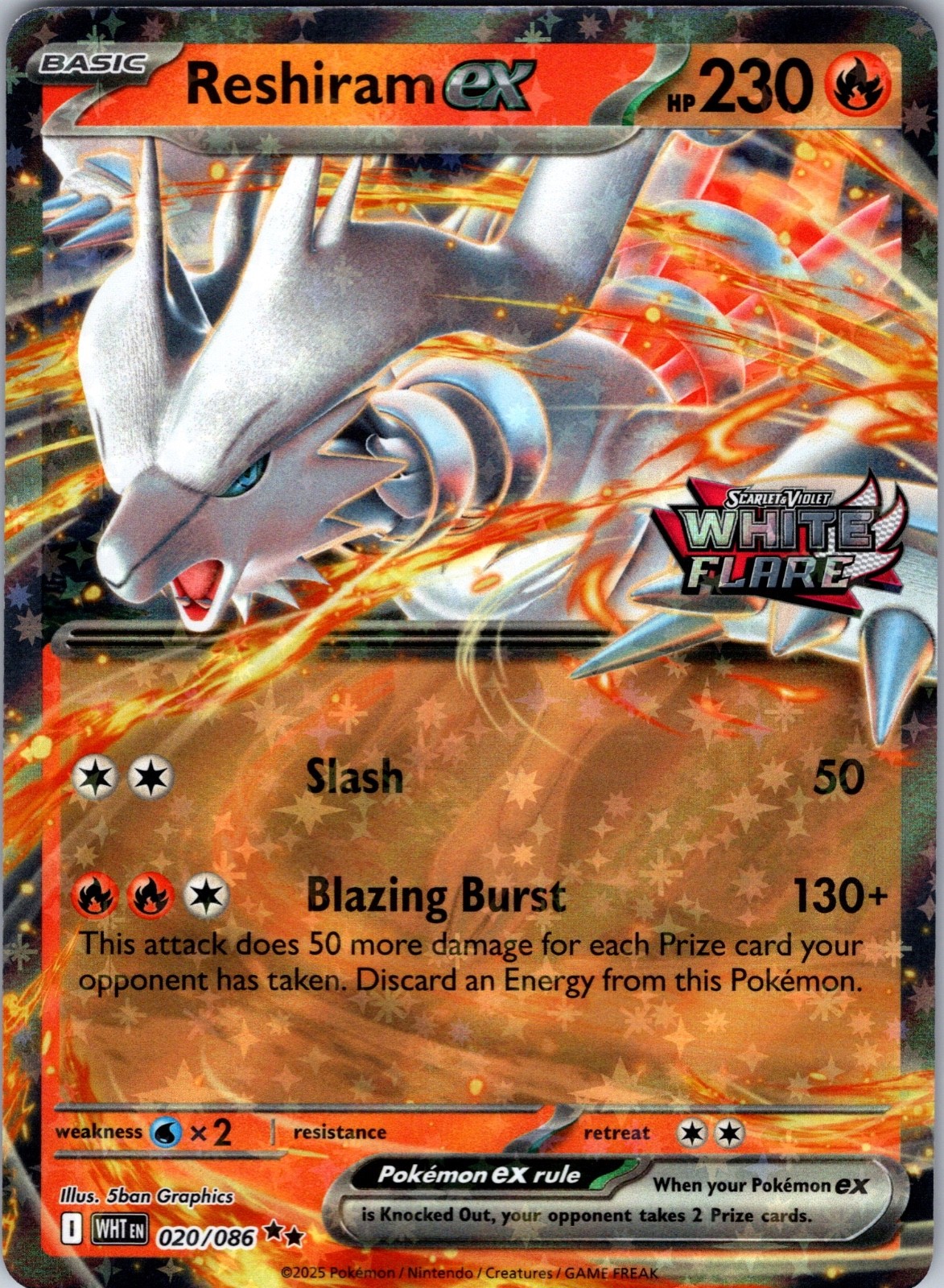 Reshiram ex (White Flare Stamped) 020/086 Pokemon Card Holo