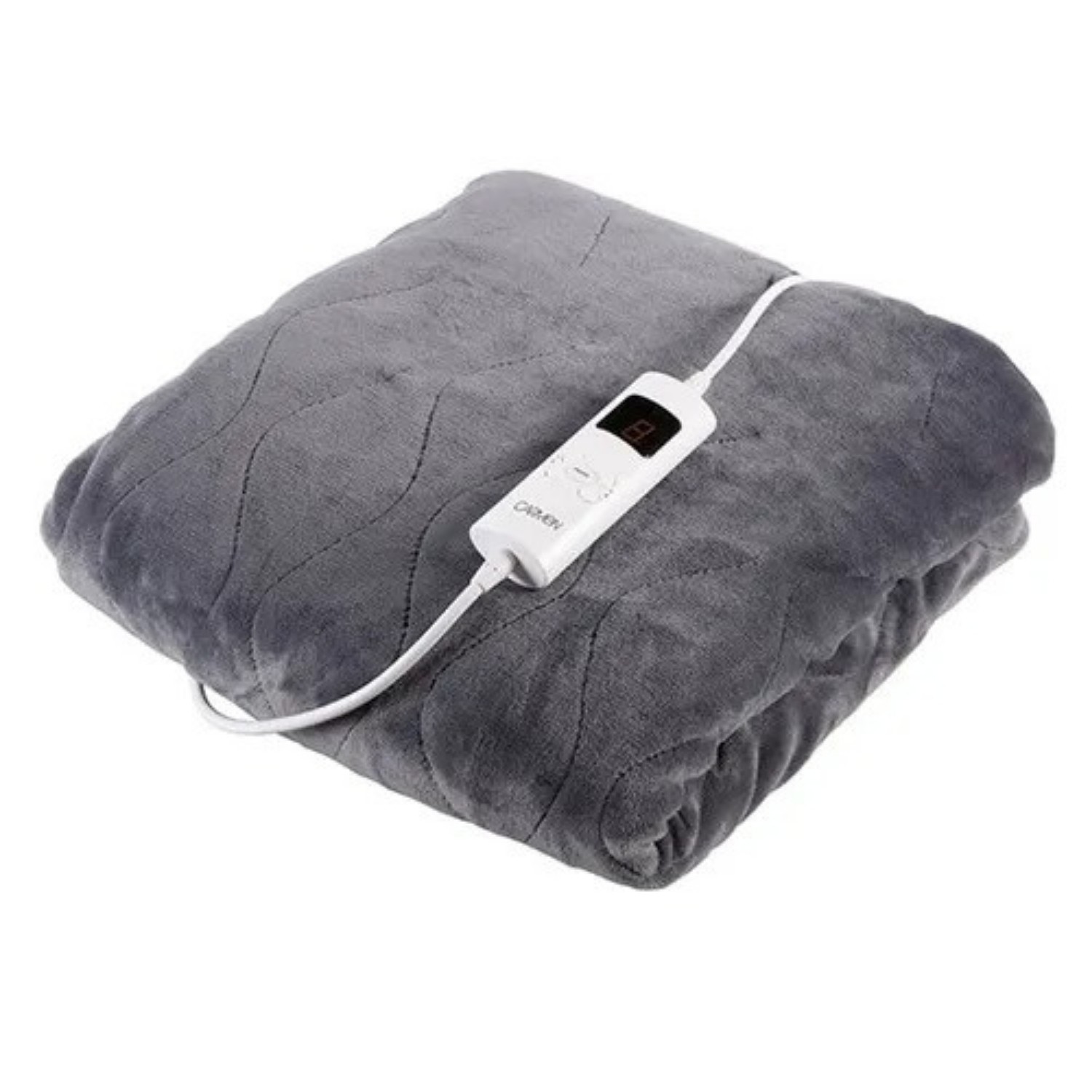 Carmen Electric Heated Throw Blanket Grey Fleece 160x130cm with 9 Heat Settings
