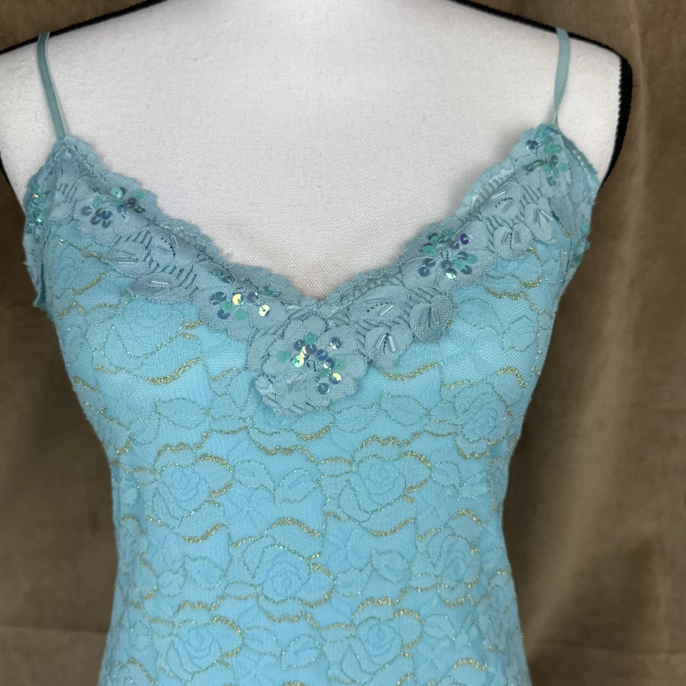 Vintage Rampage Y2K Lace Cami Fairy Tank Top Sequin Gold Whimsy Shirt Angel Mesh - Image 4 of 4