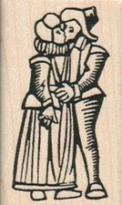 Kissing Couple 1 1/4 x 2" Mounted Rubber Stamp