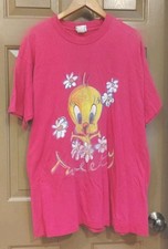 Vintage 1995 Tweety T Shirt Looney Tunes Pink XL Single Stitch Cartoon