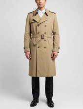 London Fog Men's Khaki Trench Coat Button Belt Removable Liner Long Size 42