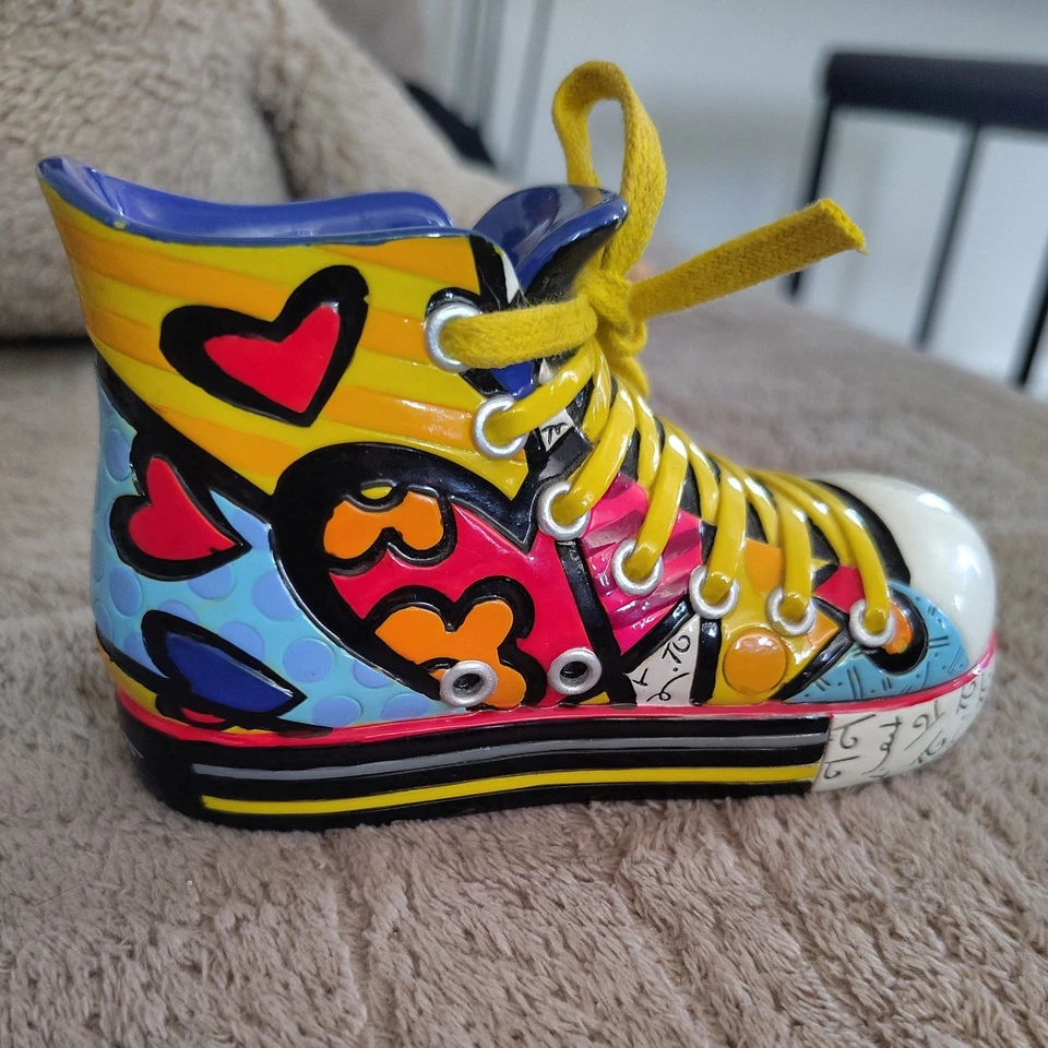 Romero Britto Vibrante Miniatura Zapato Figura Zapatilla 1.25” Alto con Caja Original Foto 2 de 4