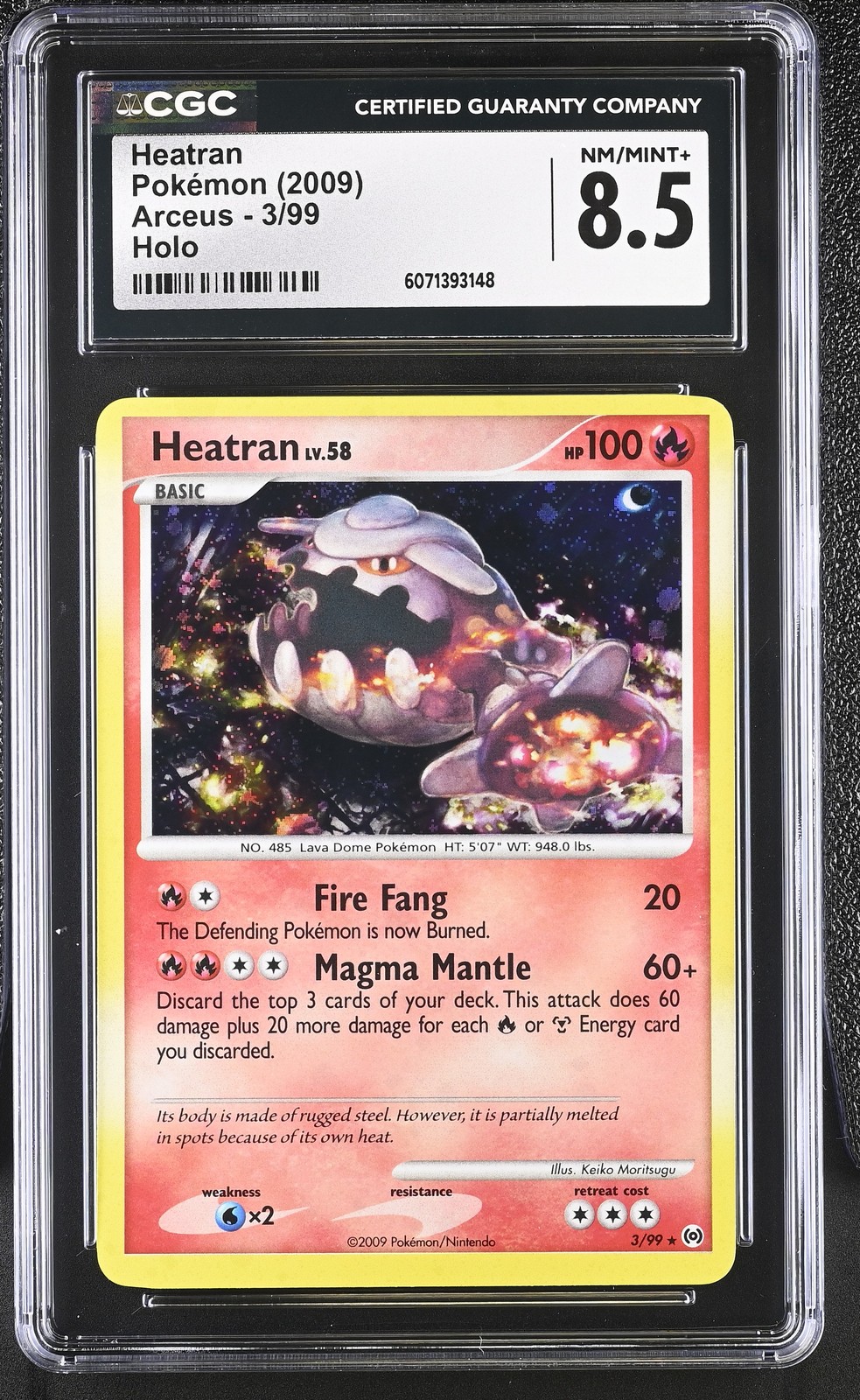 CGC 8.5 Heatran 2009 Arceus 3/99 Holo Pokemon Card
