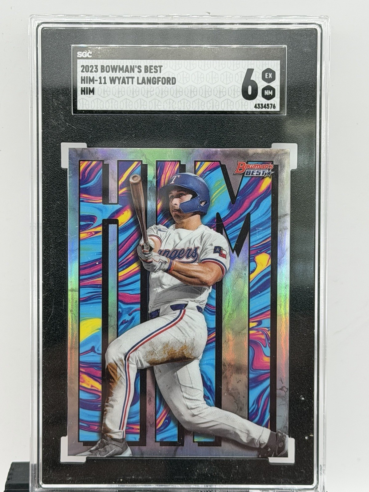 2023 Bowman's Best Wyatt Langford #HIM-11 HIM Refractor Rangers Baseball Card