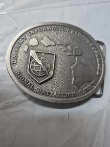 US Army Information Systems Command Signal Battalion Hawaii Belt Buckle