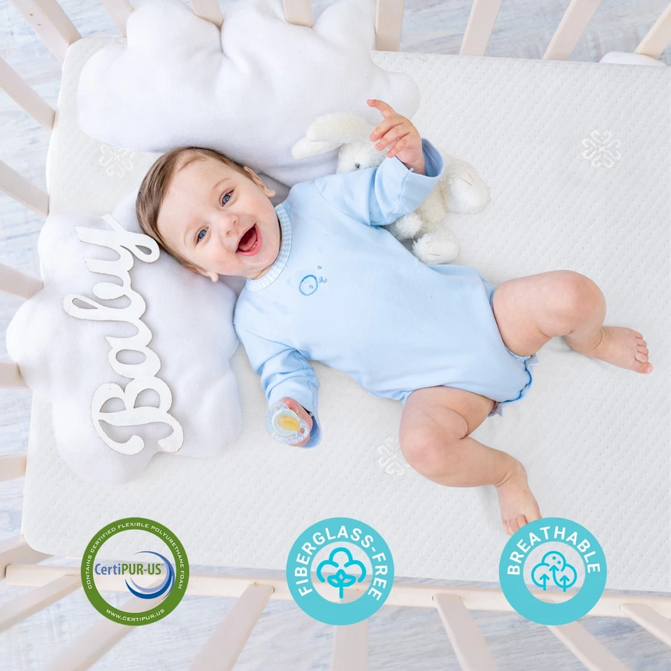 Colchón de cuna, colchón de cuna y niño pequeño de espuma viscoelástica de doble cara - 52x27.5x5.5 pulgadas Foto 4 de 4