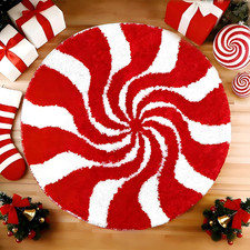 Christmas Bathroom Rugs-Non Slip Candy Bath Mat, Washable Red White-Christmas Ba