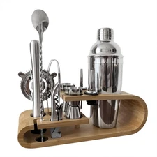 Mixology Bartender Kit Stainless Steel 12-Piece Bar Set with Stand & Recipes