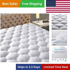 Queen Size Mattress Pad - Cooling Breathable Mattress Topper, Quilted Fitted ...