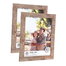 Rustic Barnwood Picture Frames - Set of 2 - Natural Reclaimed Wood 11x14 Brown