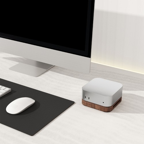 Walnut Desktop Stand for 4 with Integrated Power Button and Cooling - Afbeelding 7 van 8