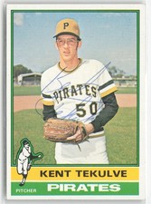 1976 Topps Kent Tekulve #112 Pittsburgh Pirates Rookie On Card Autograph. rookie card picture