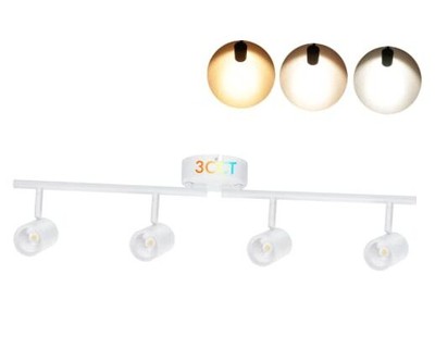 CLOUDY BAY 3 Color LED Dimmable 4-Head Track Lighting Kit,3000K/4000K/5000K 