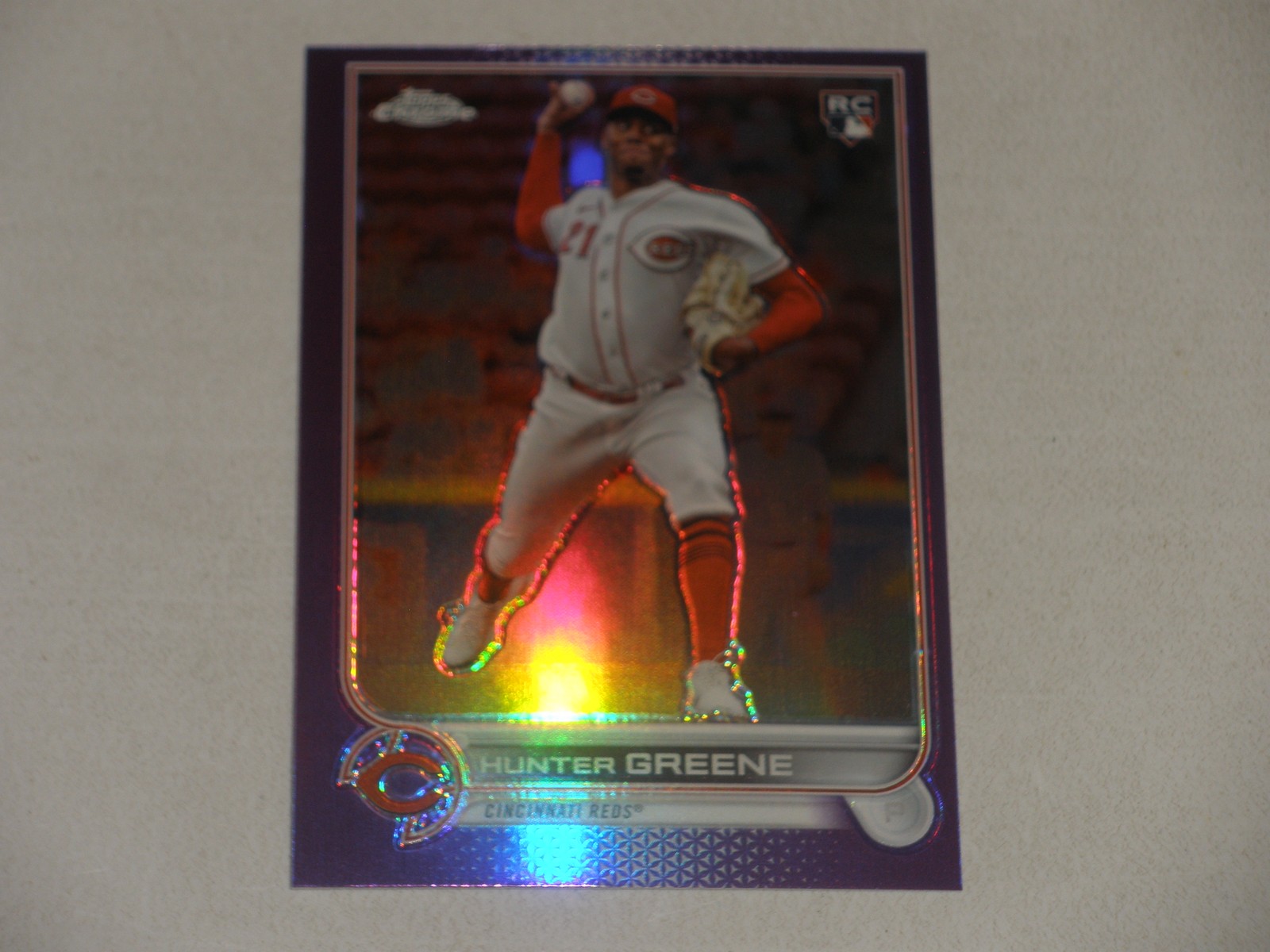 2022 Topps Chrome Update Purple Refractor #USC191 Hunter Greene Rookie RC