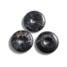 Black Sea Sediment Jasper Donut Circle Pendant Size 40mm Sold Per Piece