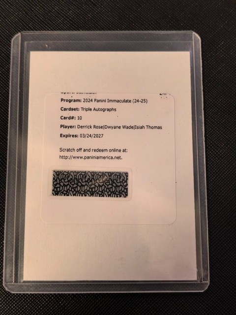 2024 Panini Immaculate Derrick Rose Dwyane Wade Isiah Thomas Triple Auto /10
