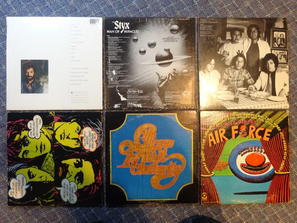 Classic Rock Vinyl Lot x 6 VG - EX Styx Loggins Billy Joel Chicago Rascals - Image 2 of 2