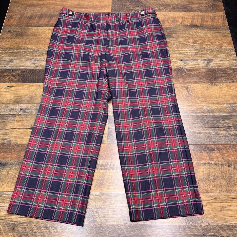 Pantalones Talbots Pierna Ancha Mujer 18W Pequeño Rojo Tartán Cuadros Elastizados  Foto 2 de 4