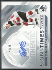 2017-18 UD SP Authentic Jesper Bratt SOTR-JB Sign of the Times /99 RC Auto