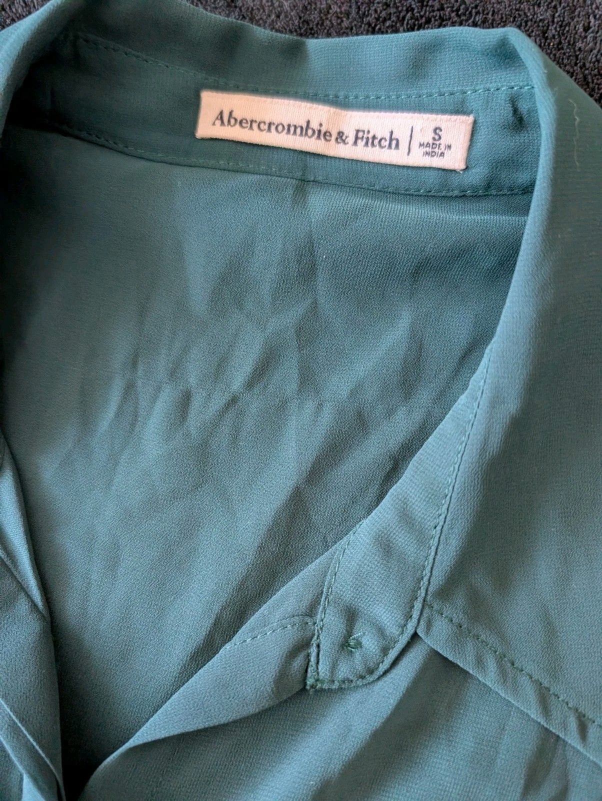 Abercrombie & Fitch Teal Green Sheer Aughts  Button Blouse Collared Shirt Top image 8