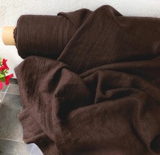 Dark Chocolate Linen Fabric By The Yard Soft Washed Natural Sewing Material 58"