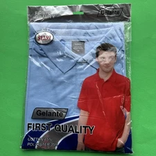 Gelante First Quality Polo Golf Shirt Size Medium New in Package-Light Blue
