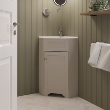 580mm Beige Corner Freestanding Cloakroom Vanity Unit with B BUN/BAXCRVUBG/97766