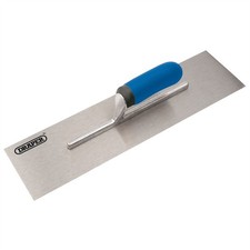 Image of Draper Soft Grip Plastering Trowel Carbon Steel Blade Hardened Tempered 455mm