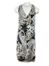 Ellen Tracy  Women’s Size 14 Paisley Print Sleeveless 100% Silk Dress