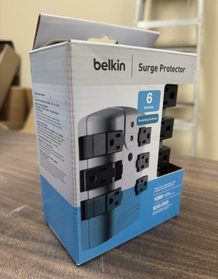 Belkin 6-Outlet Rotating Pivot-Plug Surge Protector 1080J Gray/Black