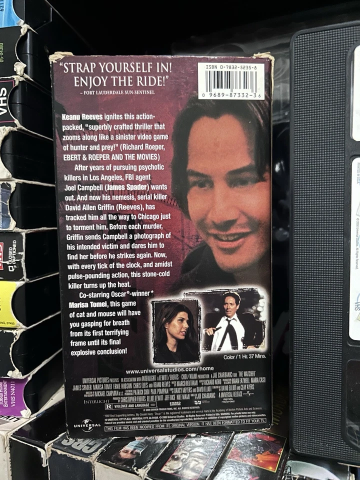 The Watcher VHS Tape 2001, Late Release Video HTF Slasher Suspense Thriller Foto 4 de 4