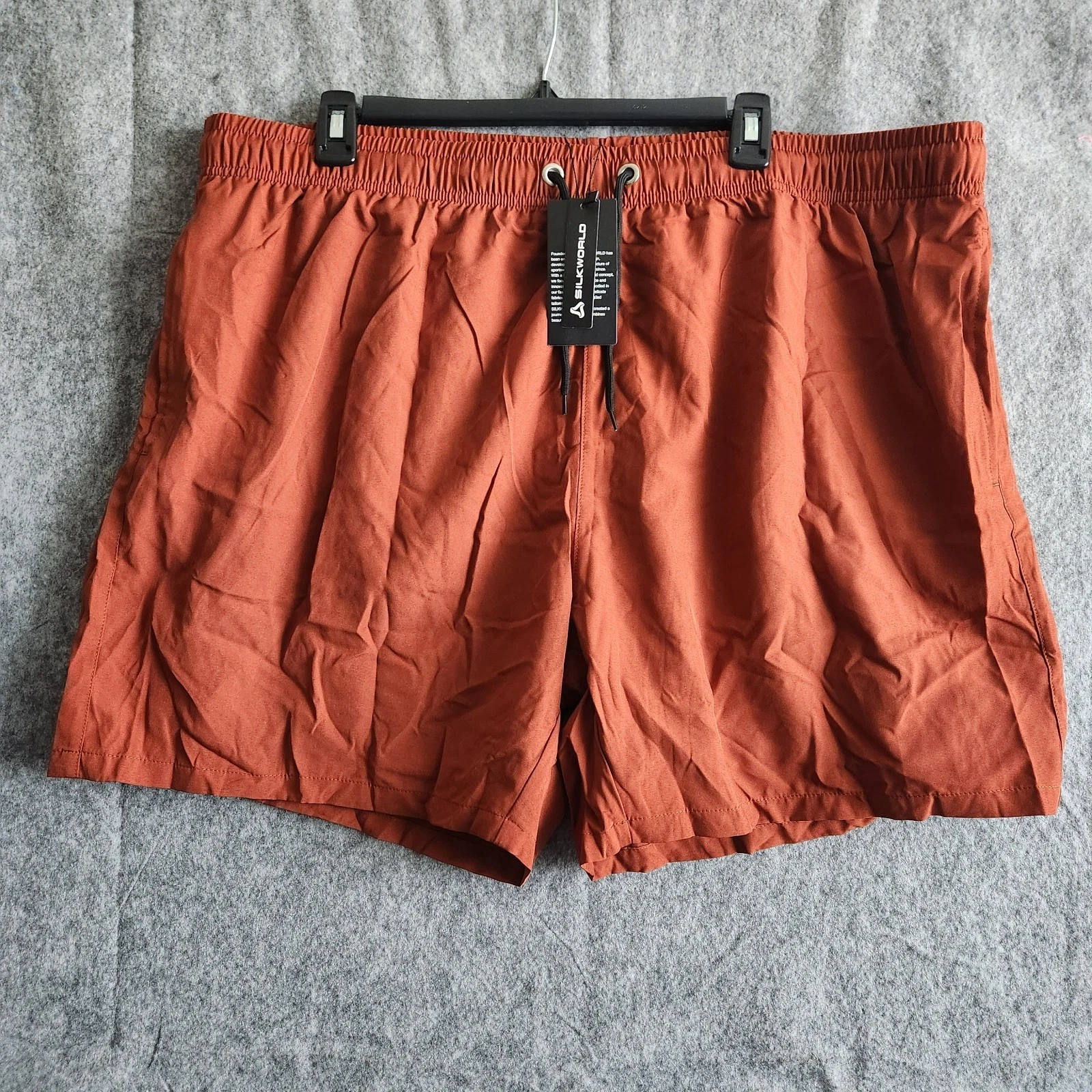 NWT SILKWORLD Running Stretch Quick Dry Performance Shorts Men's 3XL Orange Gym