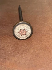 Victorian Sulfide Glass Red & White Star Hanging Picture Frame Nail