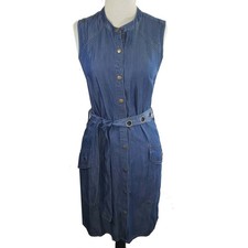 Splendid denim shirt dress w/grommet detail belt, XS