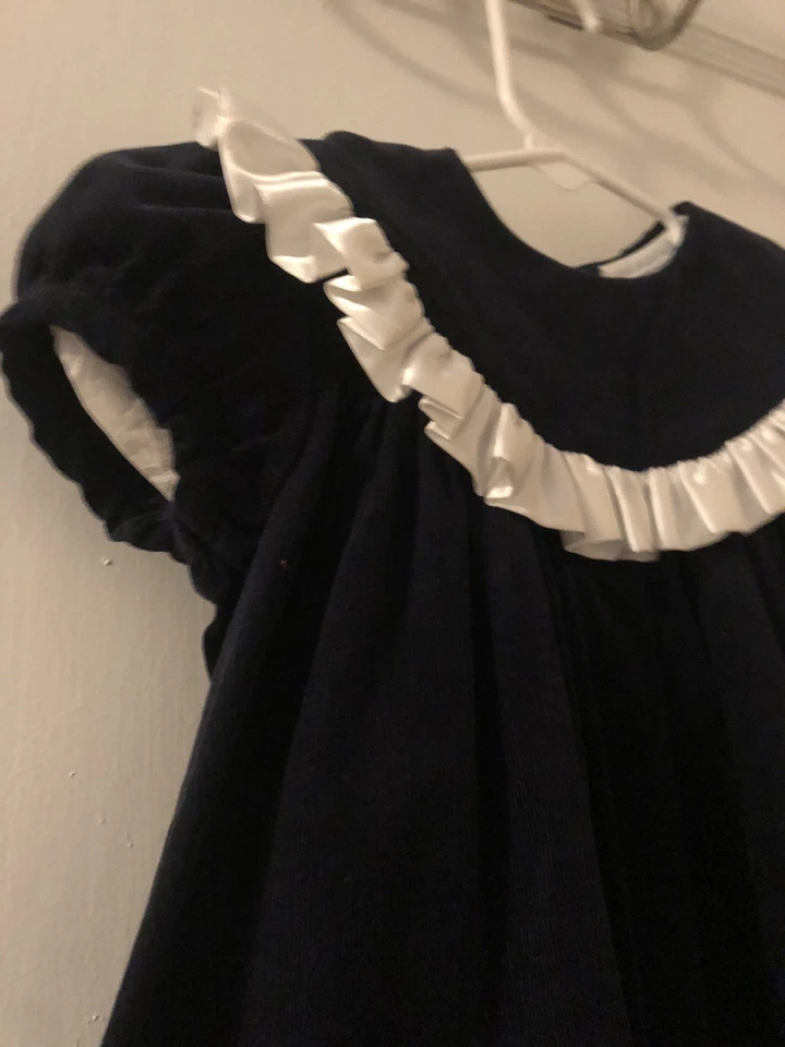 Bailey Boys Classic Dark Blue Dress Float Ruffled Trim Girls Size 24M NWT New! - Image 2 of 4