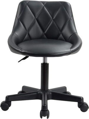Adjustable Black PU Leather Swivel Task Chair with Wheels for Office or Home