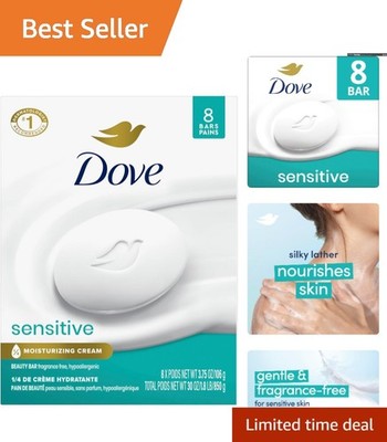 Dove Sensitive Skin Beauty Bar Soap, 8 x 3.75 oz Bars, Hypoallergenic & Fragr...