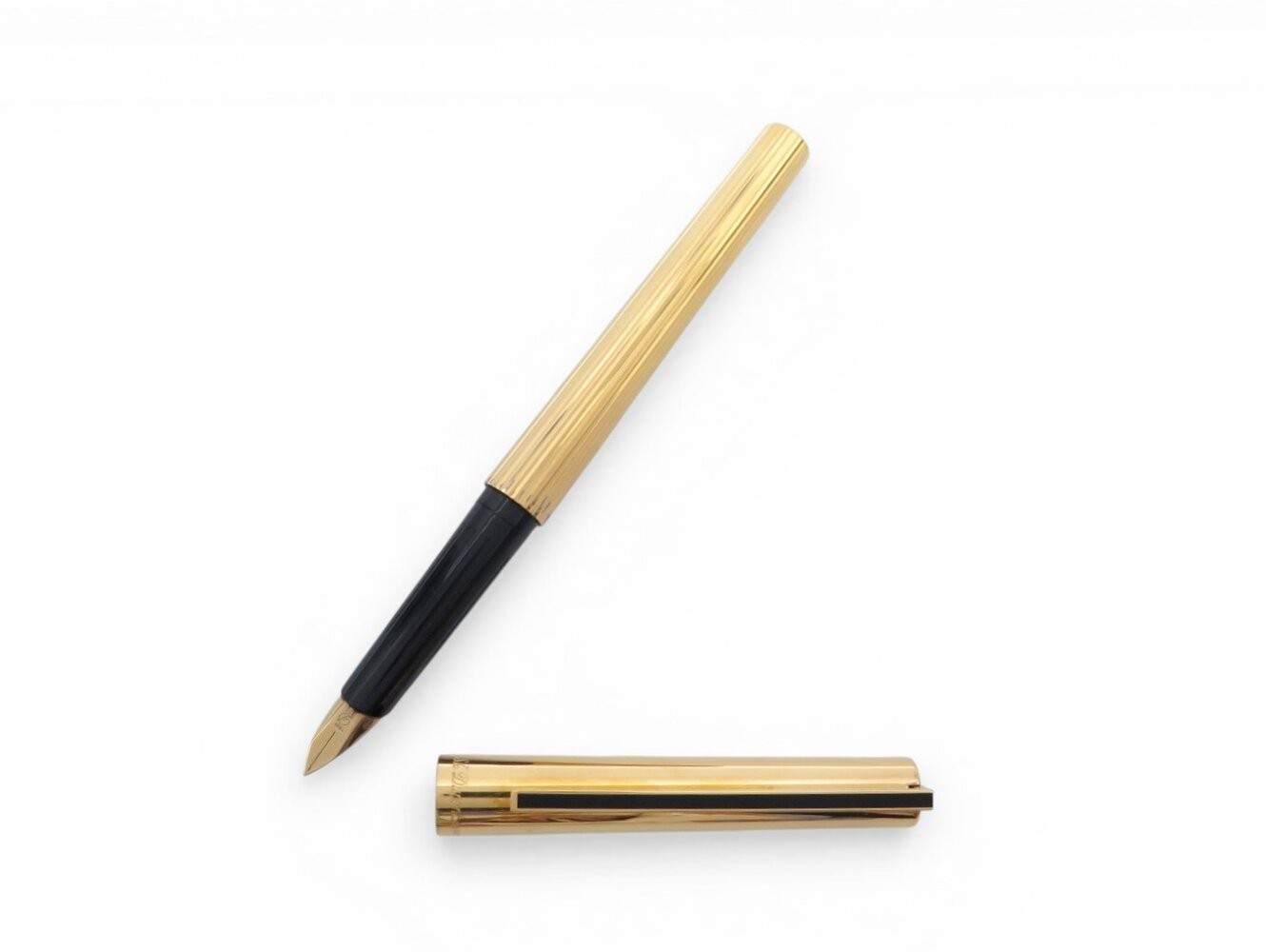Stylo plume St Dupont Classique Godron argent 925 vermeil vintage collection