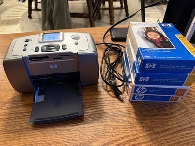 HP Photosmart 245 Photo Printer Bundle + Photo Paper Tested Working Prints
