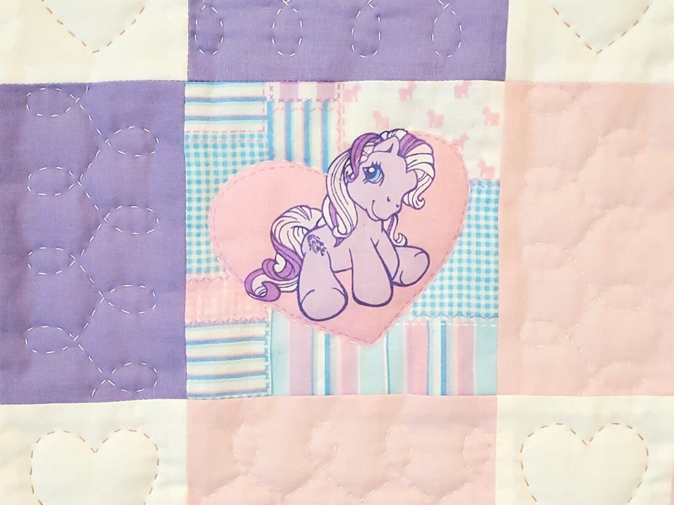 Nuevo Edredón de Retazos Diseño "My Little Pony" Hecho a Mano y Acolchado a Mano para Bebé Niña Foto 3 de 4