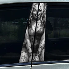 2x Sexy Cool Black Lady Car B Pillar Sticker Center Column Cover Decals