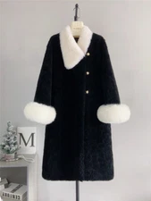 Women's Winter Sheep Shearing Fur Integrated Lamb Wool Coat Fox Fur Sleeve Parka