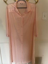 VANITY FAIR VINTAGE UNDERNEATH-IT-ALL BLUSH SOFT NYLON BUTTON DOWN ROBE M VGVC